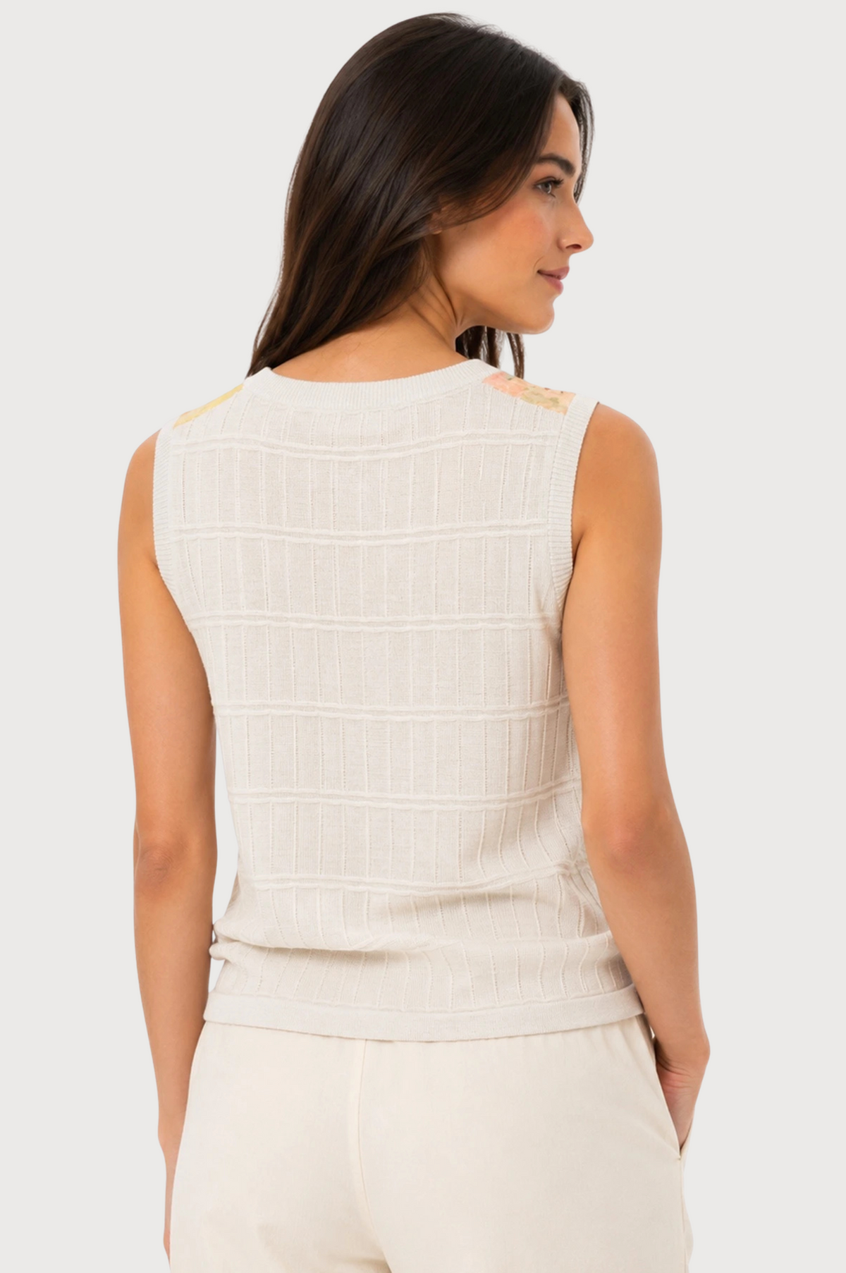 JJ Sisters Aurelia Silk Linen Top in Buttercream Floral