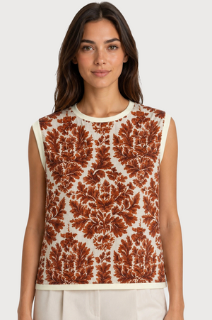 JJ Sisters Elodie Viscose Top in Botanical Brown