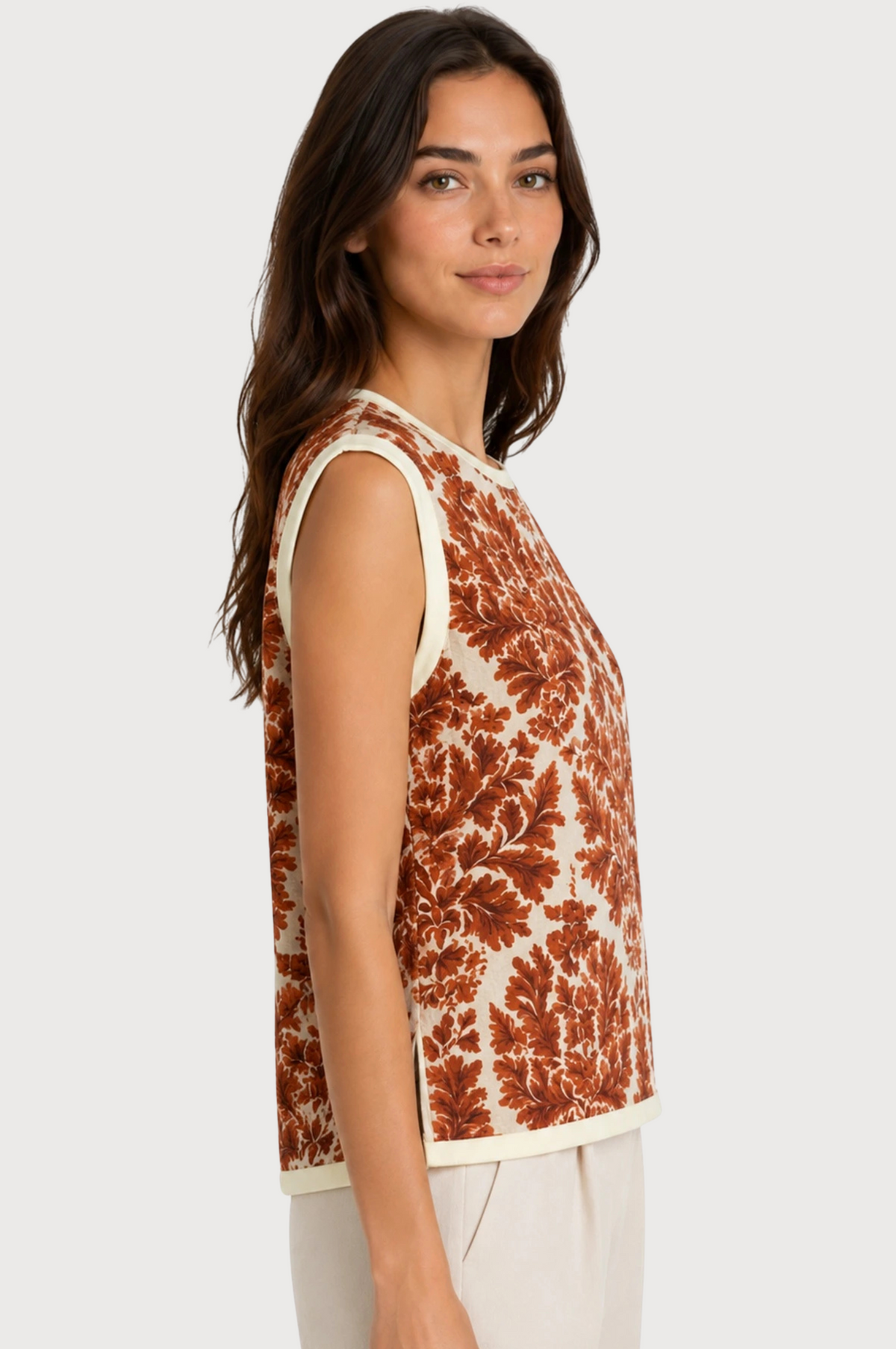 JJ Sisters Elodie Viscose Top in Botanical Brown