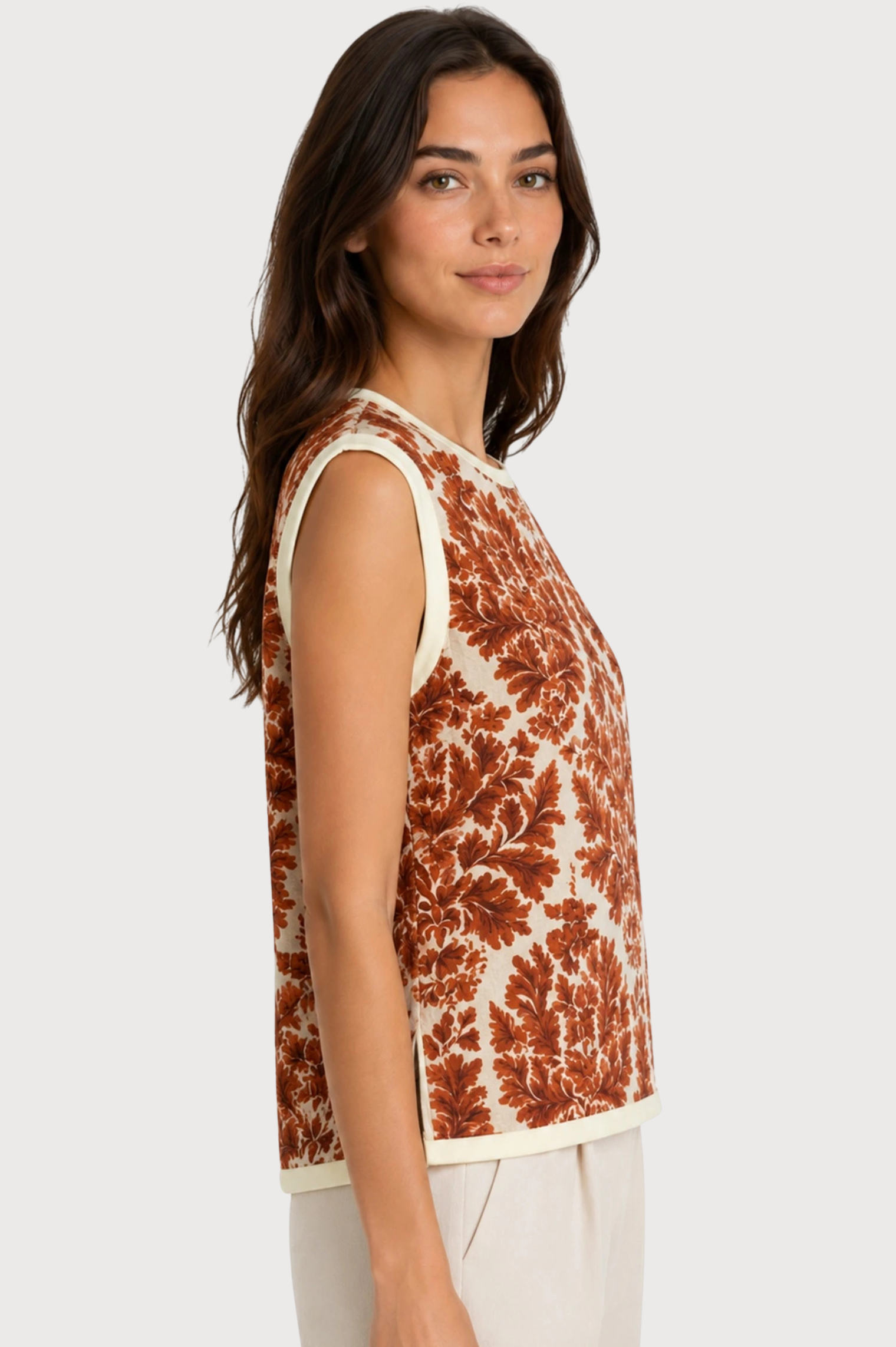 JJ Sisters Elodie Viscose Top in Botanical Brown