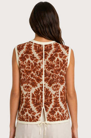 JJ Sisters Elodie Viscose Top in Botanical Brown