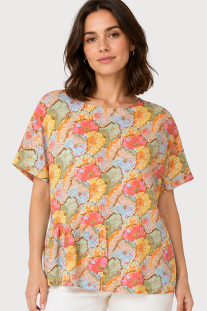 JJ Sisters Marigold Swiss Cotton Top in Summer Flower