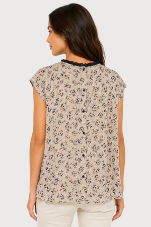 JJ Sisters Meadow Silk Linen Top in Natural