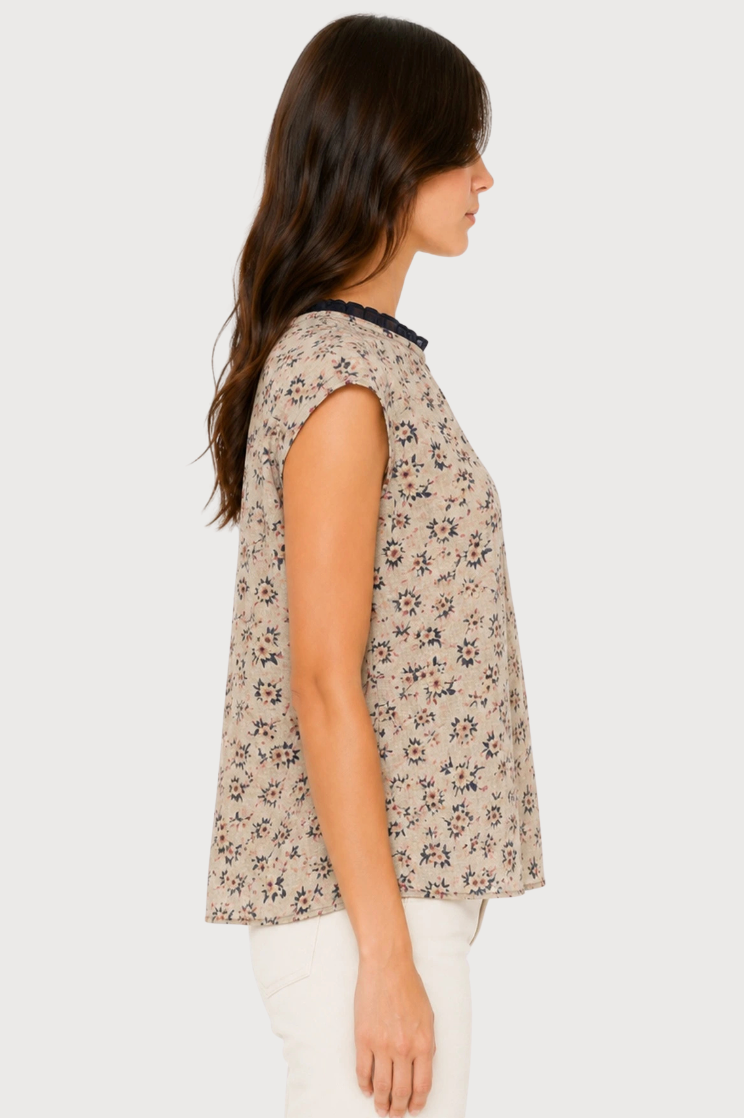 JJ Sisters Meadow Silk Linen Top in Natural