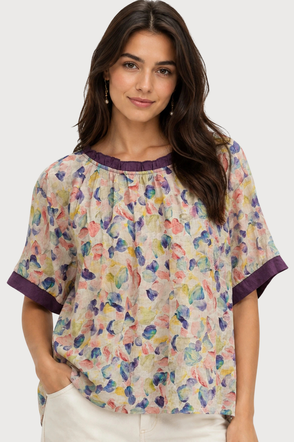 JJ Sisters Petal Viscose Top in Purple