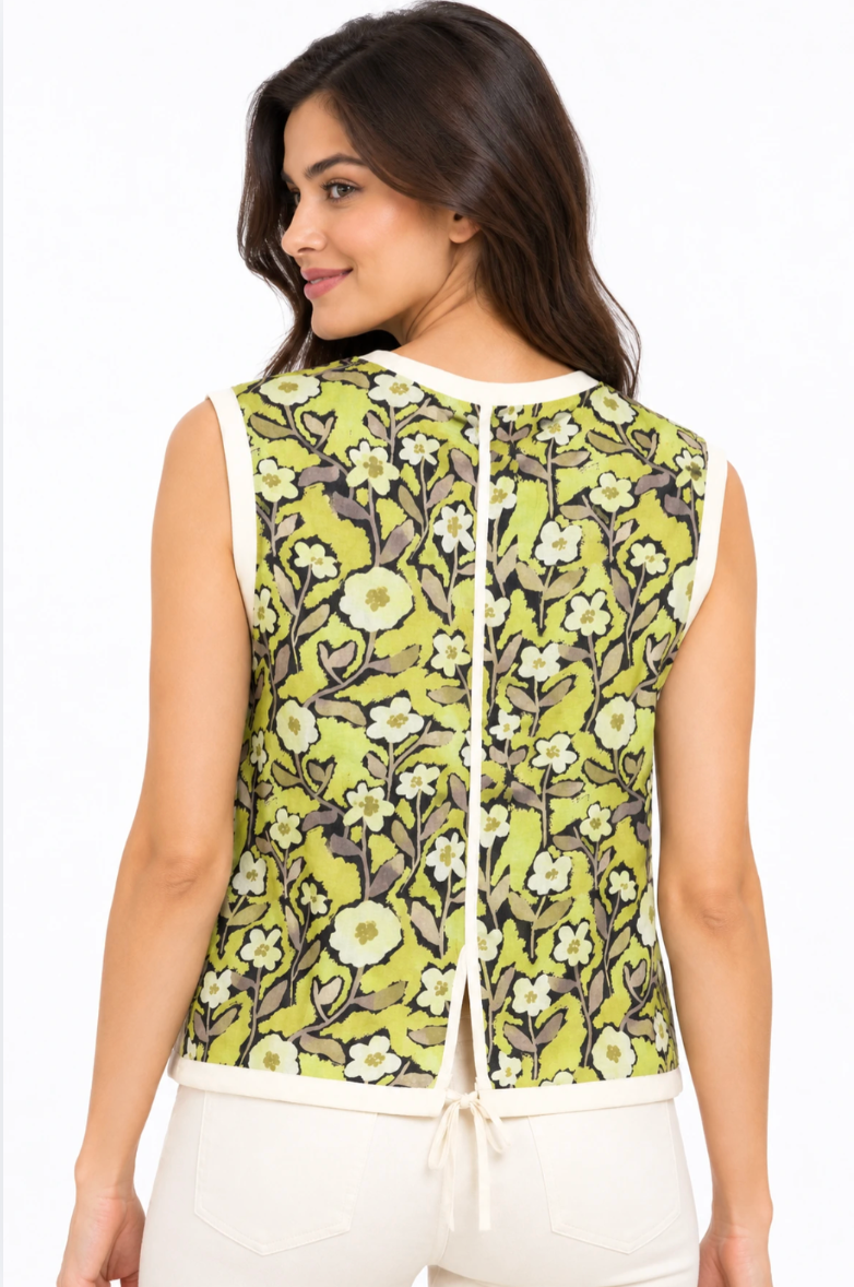 JJ Sisters Elodie Viscose Top in Botanical Green
