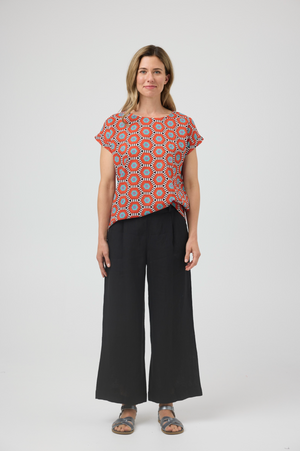 CAKE Vicky Round Neck Top in Retro Tile