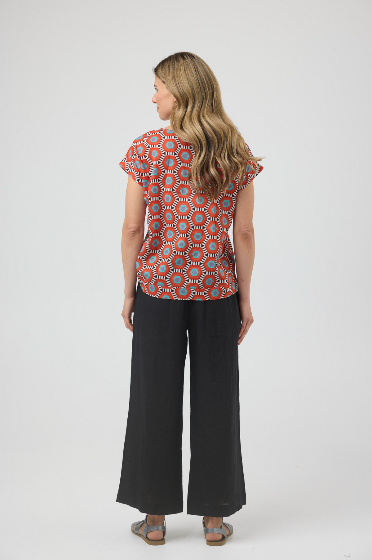 CAKE Vicky Round Neck Top in Retro Tile