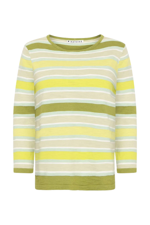 Mansted Denmark Natalia Stripe Crew in Dark Olive