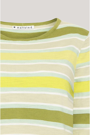 Mansted Denmark Natalia Stripe Crew in Dark Olive