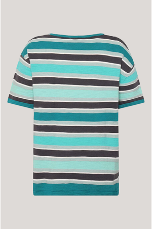 Mansted Naia Stripe Top in Dark Aqua