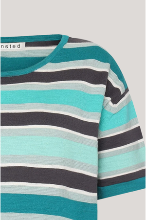 Mansted Naia Stripe Top in Dark Aqua