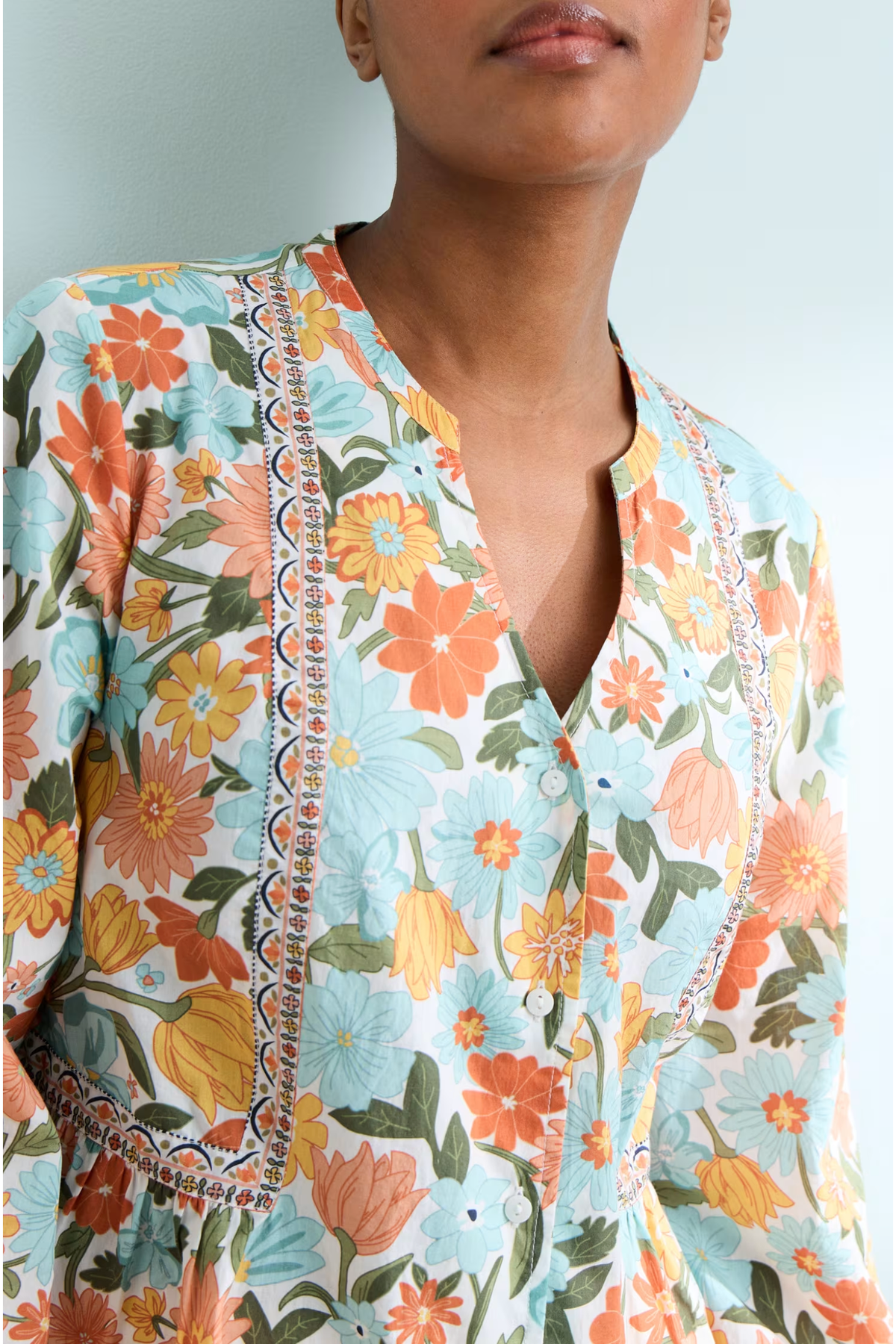 Seasalt Dragonfly Tunic in Flowering Blooms Chalk