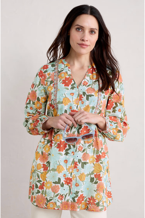 Seasalt Dragonfly Tunic in Flowering Blooms Chalk