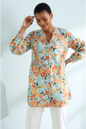 Seasalt Dragonfly Tunic in Flowering Blooms Chalk