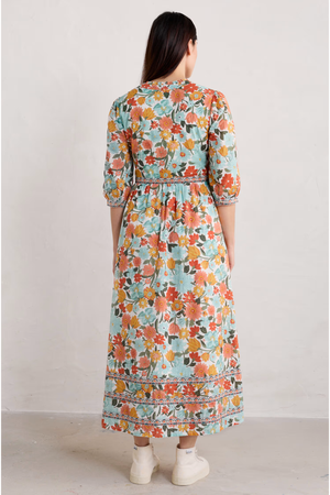 Seasalt Blue Hills Border Dress in Flowering  Blooms Chalk