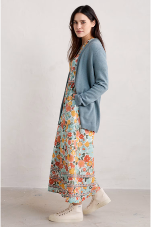 Seasalt Blue Hills Border Dress in Flowering  Blooms Chalk