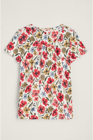 Seasalt Appletree T-Shirt in Folky Poppy Chalk