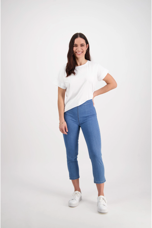 Vassalli Skinny Leg 7/8 Pull On in Light Denim