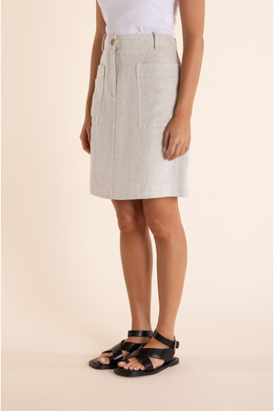 Two-T's Clothing Text Linen Skirt in Natural