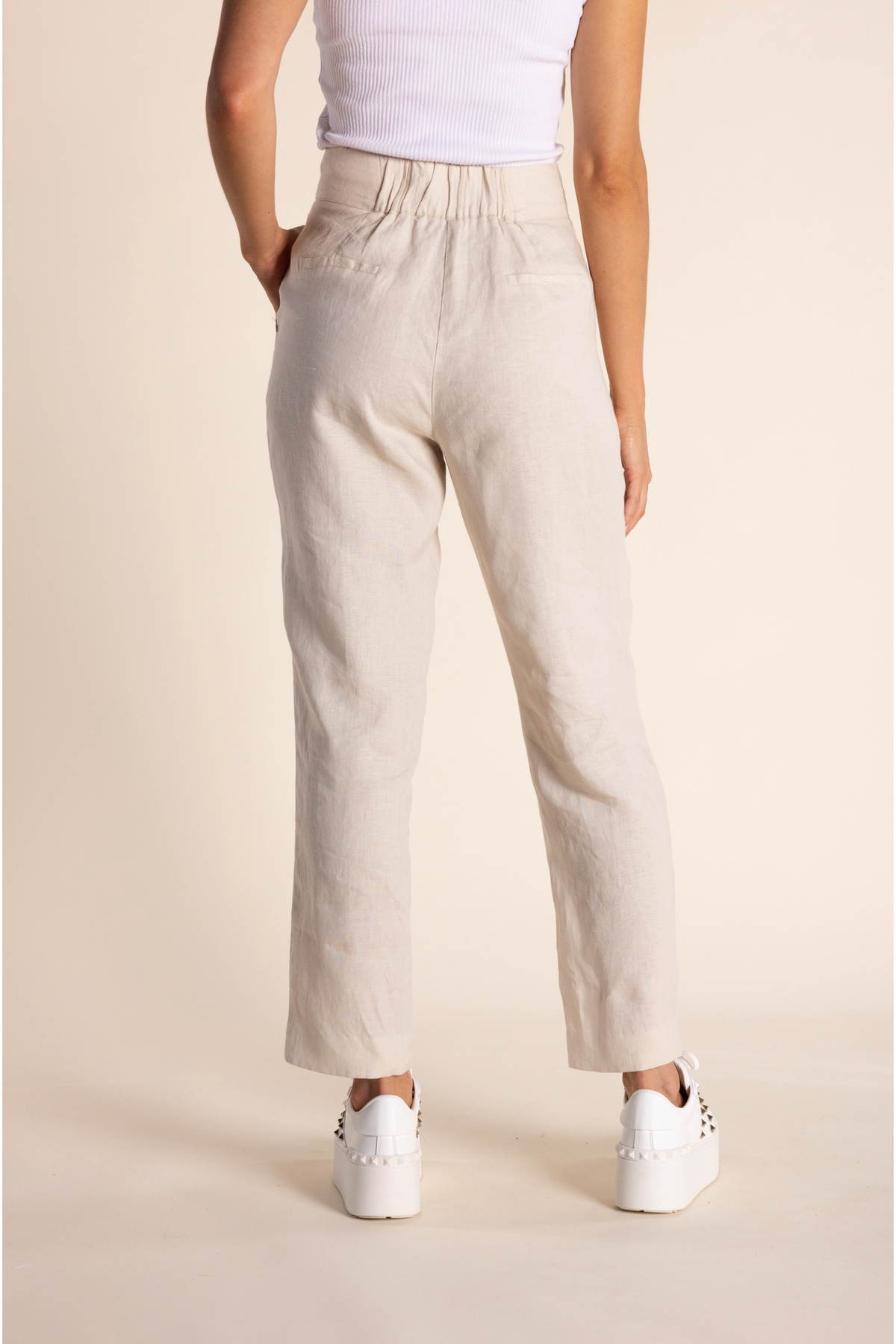 Two-T's Linen 7/8 Taper Trouser in Natural