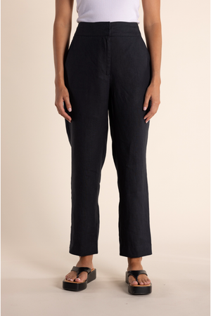 Two-T's Linen 7/8 Taper Trouser in Navy