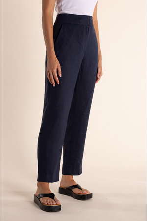 Two-T's Linen 7/8 Taper Trouser in Navy