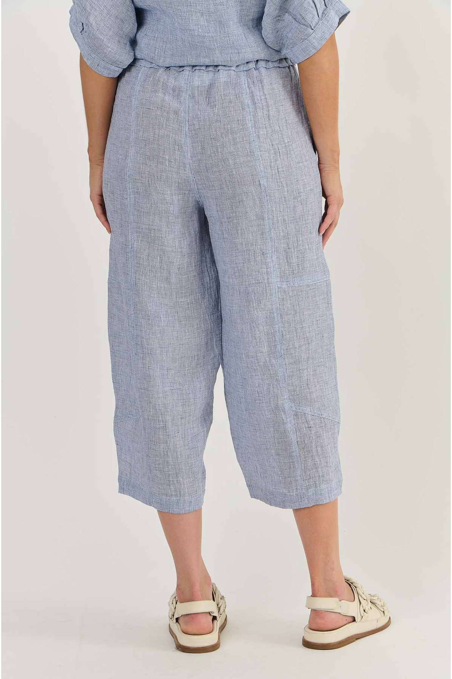 Naturals by O & J Linen Contrast Pant in Delta Gauze