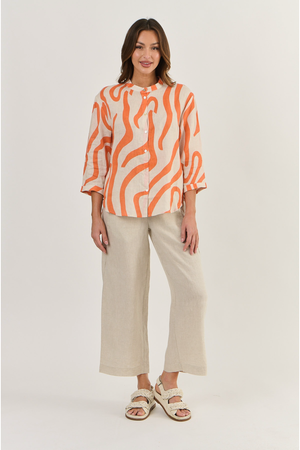 Naturals by O & J Linen Shirt in Tamarind Ribbon