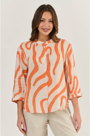 Naturals by O & J Linen Shirt in Tamarind Ribbon