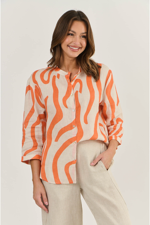 Naturals by O & J Linen Shirt in Tamarind Ribbon