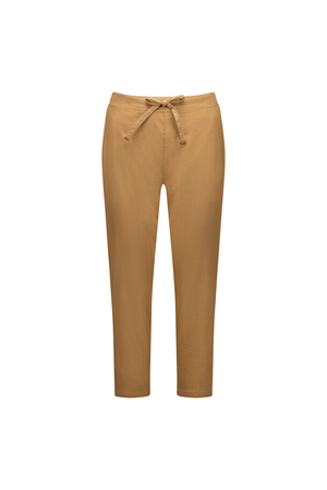 Vassalli 7/8 Length Skinny Leg Elastic Waist Pant in Caramel