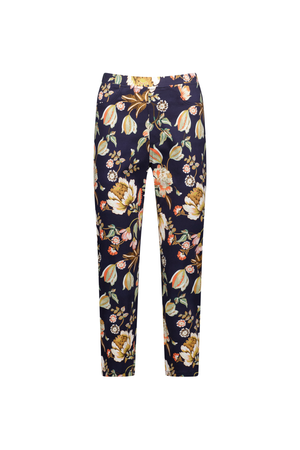 Vassalli Printed Slim Leg 7/8 Length Lightweight Pull on Pant in Freya