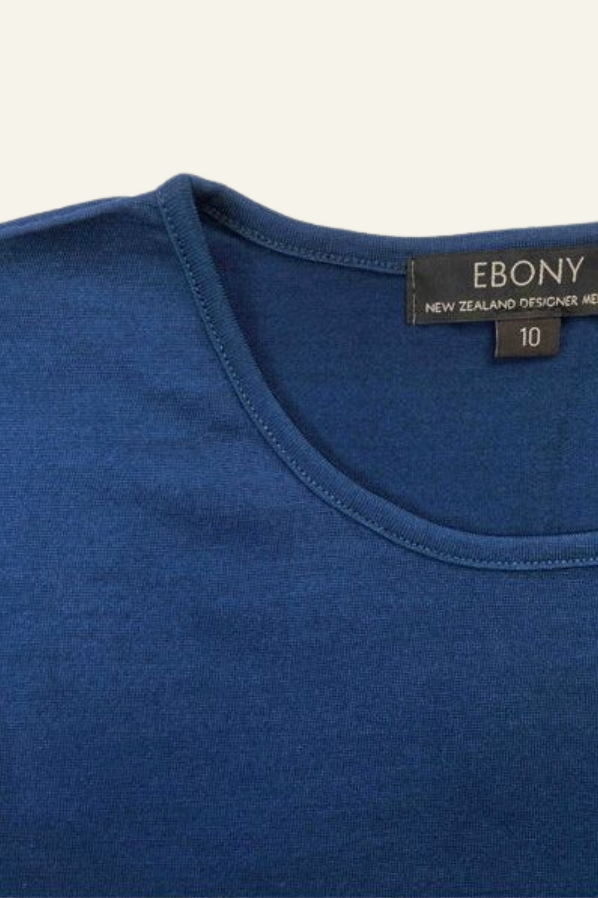 Ebony Merino Wool Self Trim Round Neck Top in Twilight