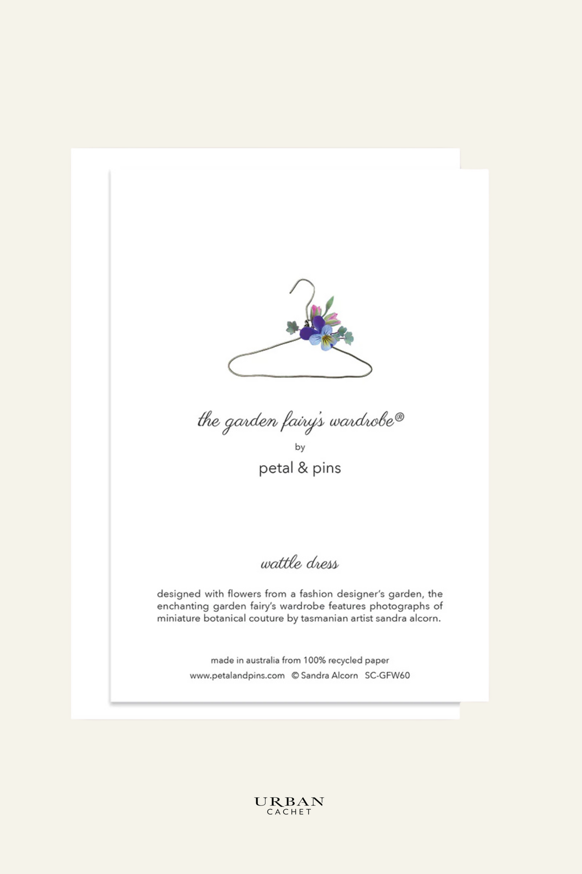 petal & pins wattle dress greeting card