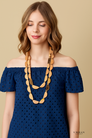 Enhance Accessories Crescent Necklace in Natural