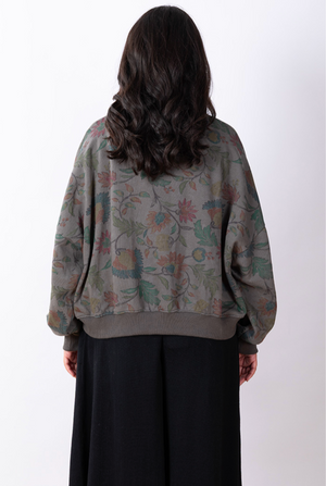 JJ Sisters Antique Floral Sweat in Charcoal
