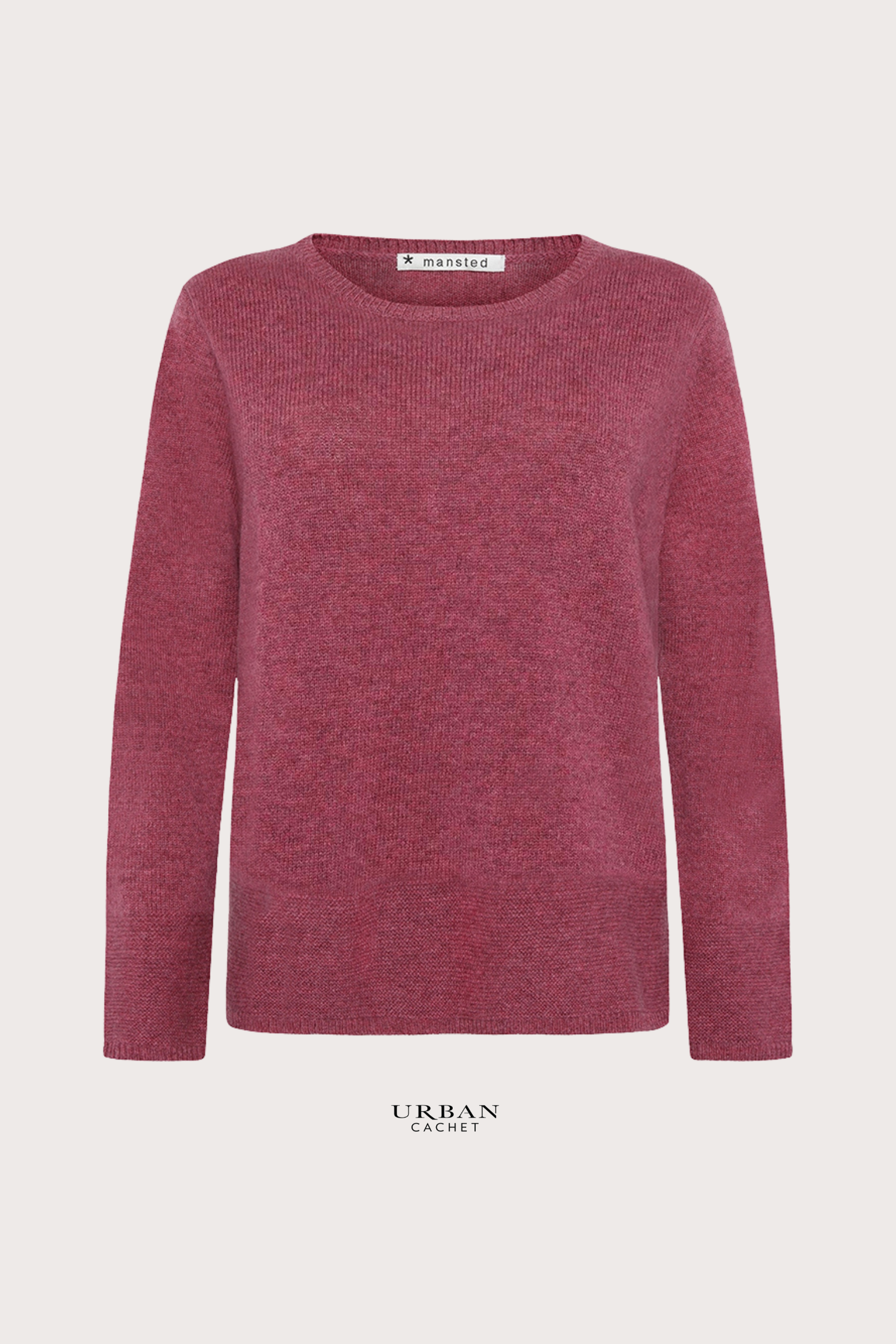Mansted Denmark Minoa Lambswool Crew Link Trim in Soft Pink