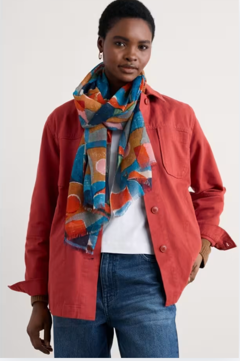 Seasalt Cornwall Pretty Printed Scarf in Penwith Abstract Squall