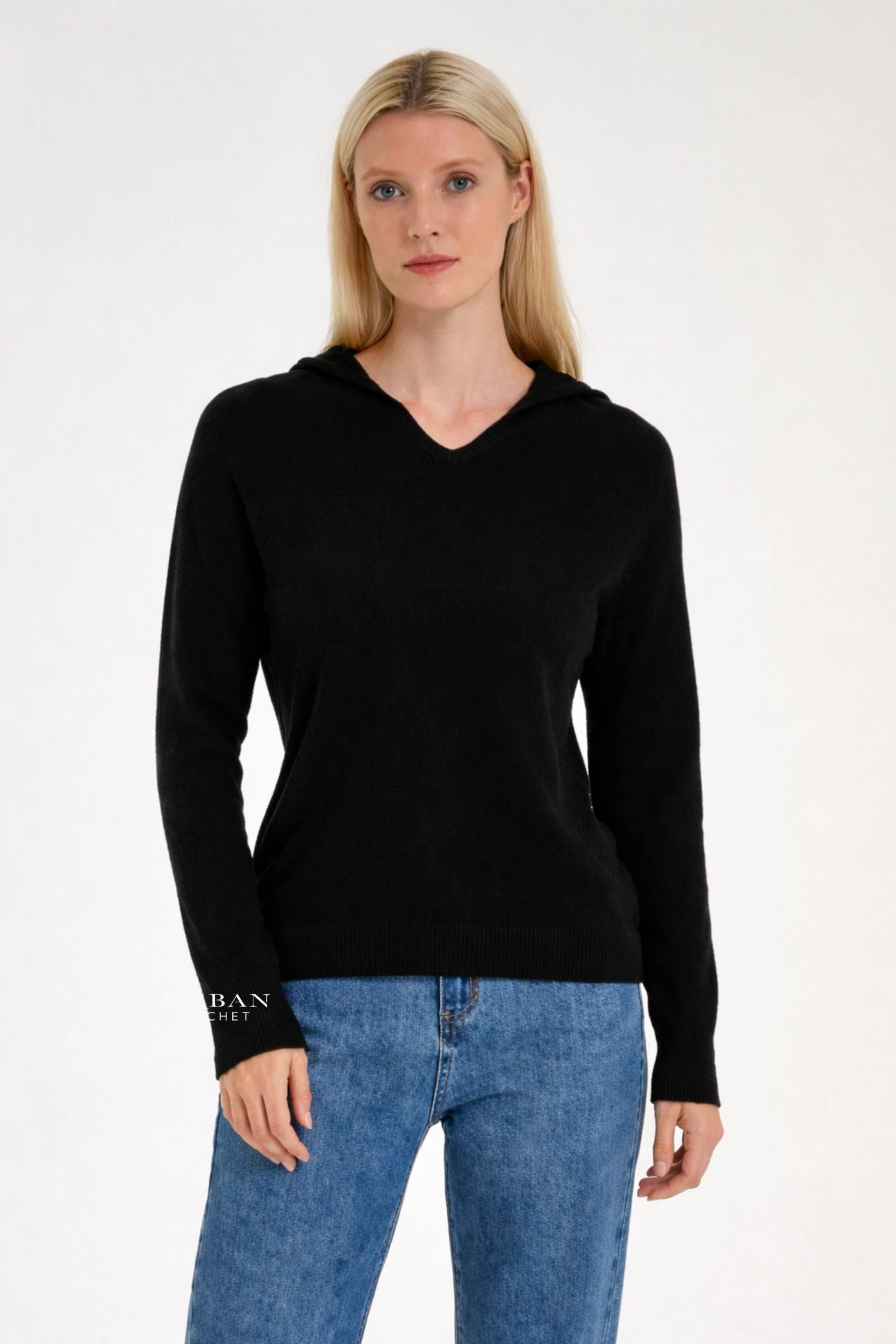 Stitch + Story Wool Hoodie in Black