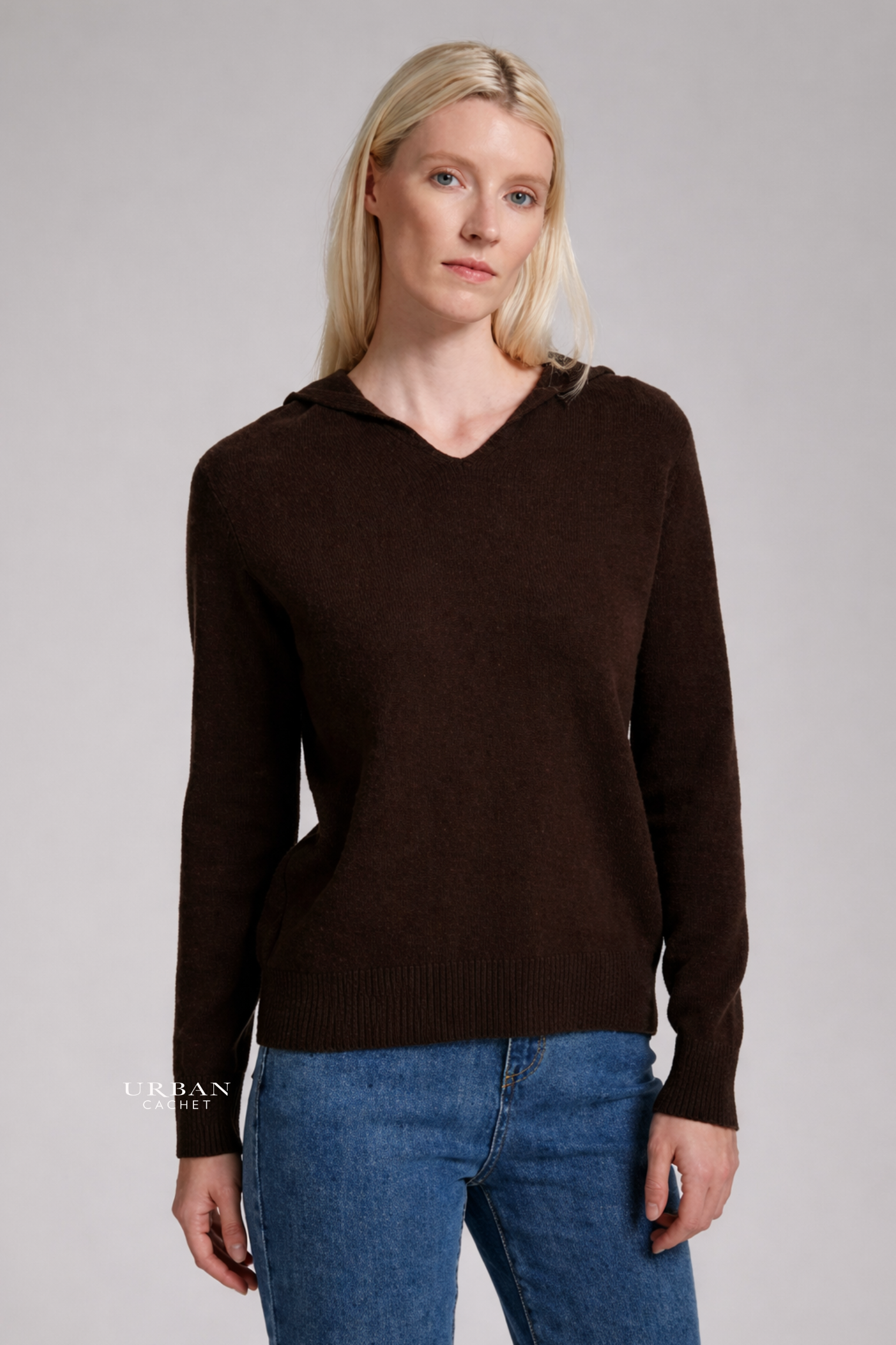 Stitch + Story Wool Hoodie in Dark Brown