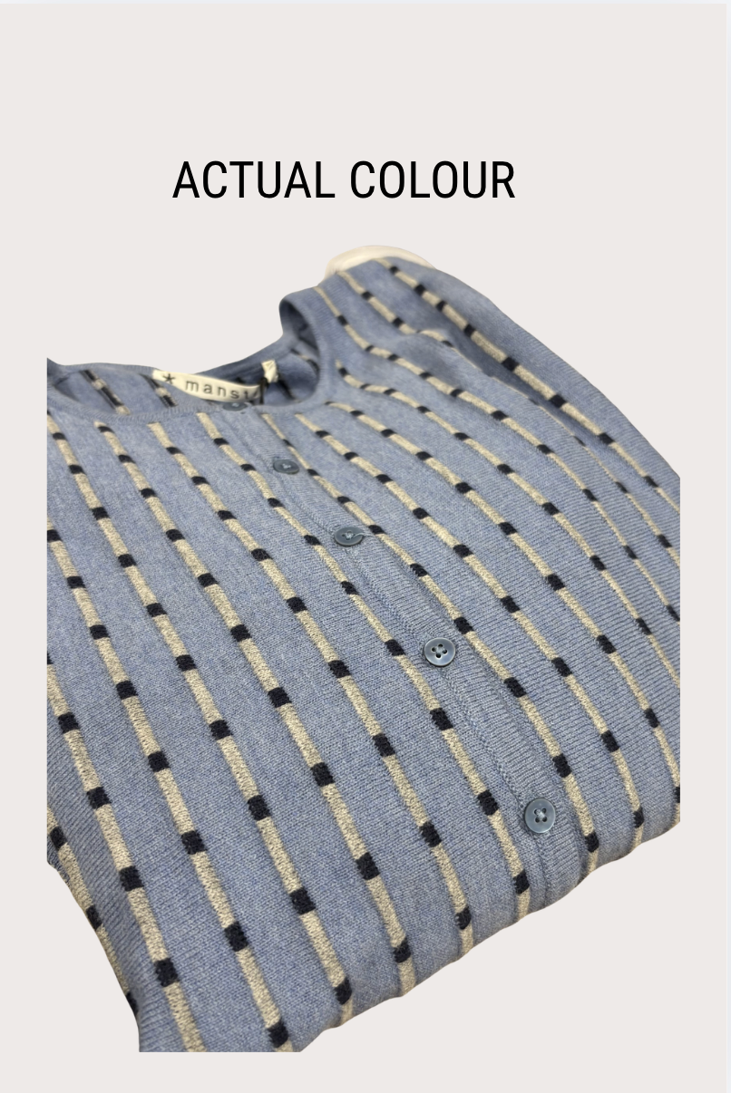 Mansted Denmark Pepper Morse Code Cardigan in Blue