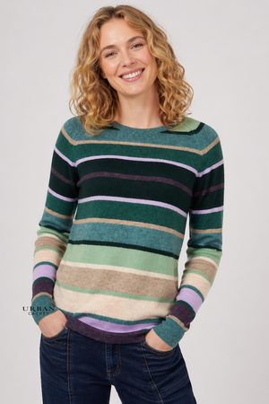 Mansted Denmark Aline Lambswool Stripe Crew in Cold Green