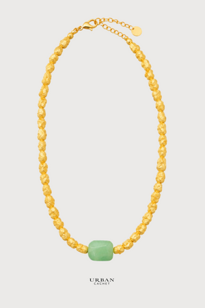BIASA Accessories Pennygreen Crush Gold Jade Green Necklace