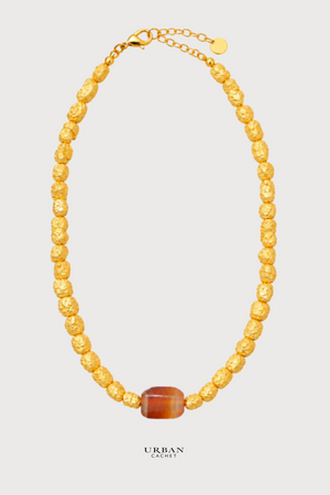 BIASA Accessories Pennybrown Crush Gold Topaz Brown Stone Necklace