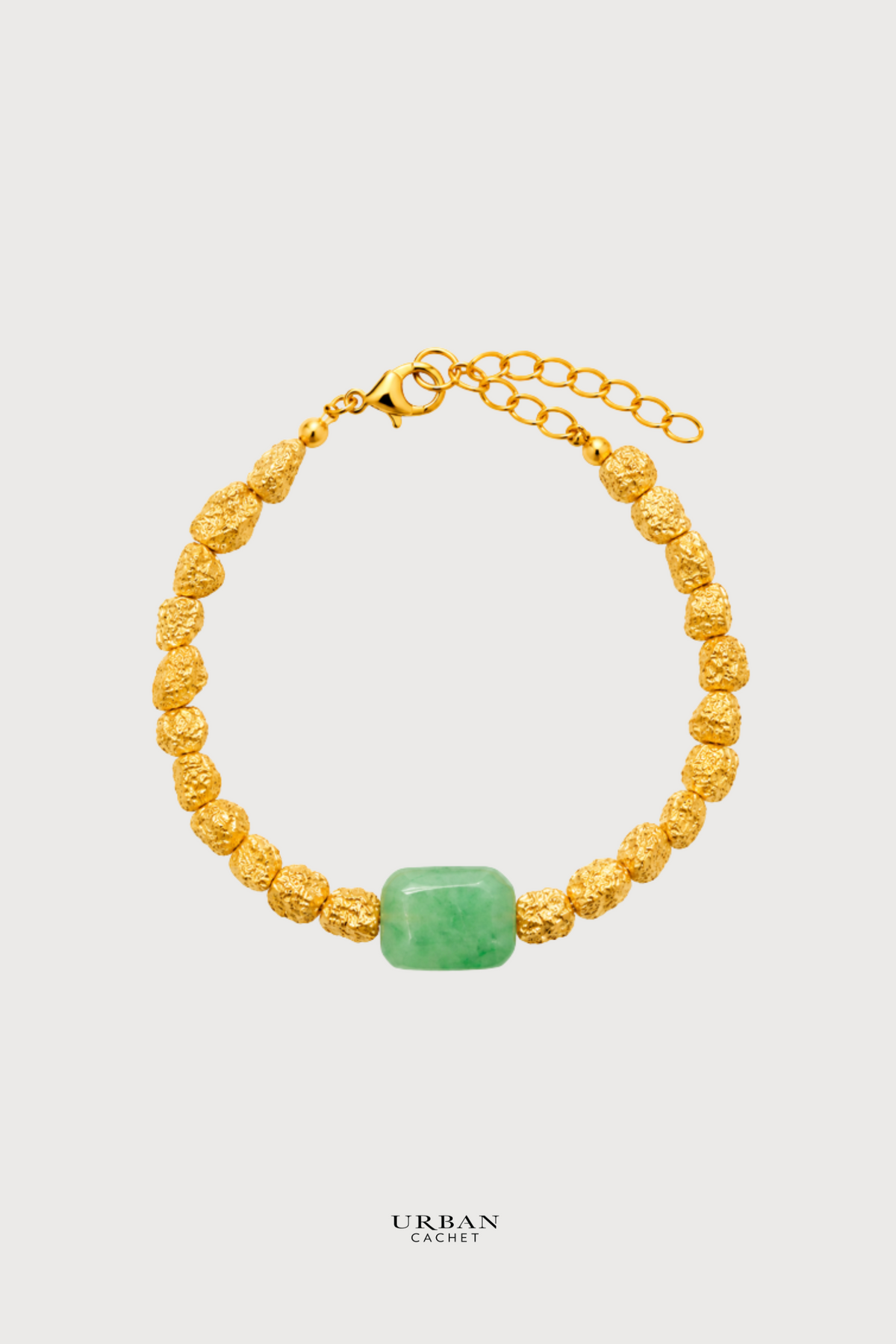 BIASA Accessories Pipergreen Crushed Gold and Jade Green Stone Bracelet