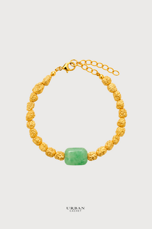 BIASA Accessories Pipergreen Crushed Gold and Jade Green Stone Bracelet