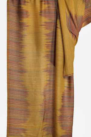 Tradition Textiles 100% Merino Wool Woven Zigzag in Mustard Scarf
