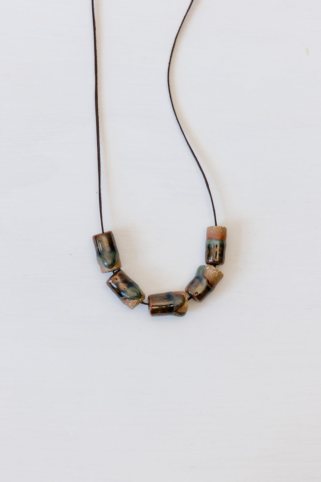Woodfolk Natural Accessories Earthy Forest Ceramic Cylinder Necklace