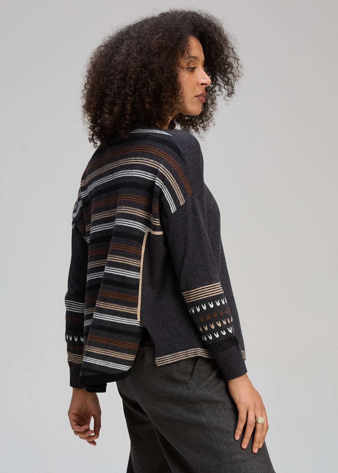 Zaket and Plover Textured Swing Jumper in Charcoal